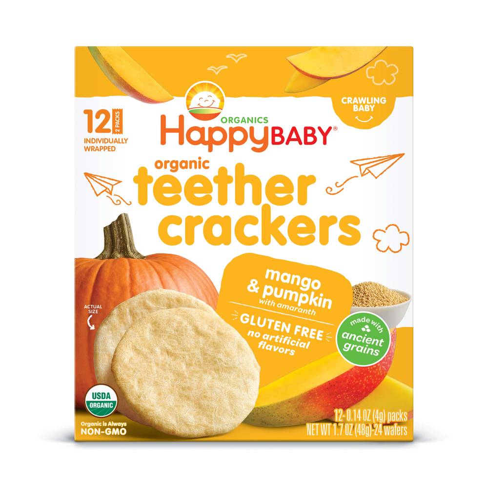 Happy Baby Crawling Baby Organics Mango & Pumpkin Teether Crackers (12 ct)