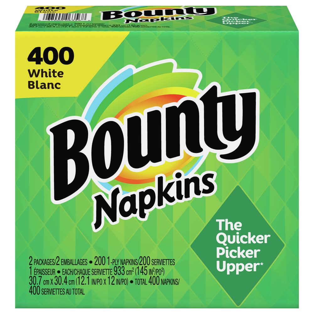 Bounty 1-Ply Napkins, 30.7x30.4 cm, White