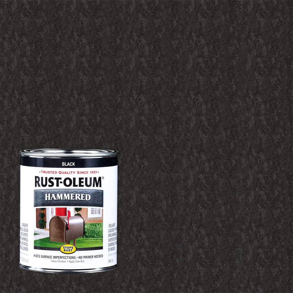 Rust-Oleum Stops Rust Gloss Black Hammered Enamel Oil-based Interior Paint (1-quart) | 7215502