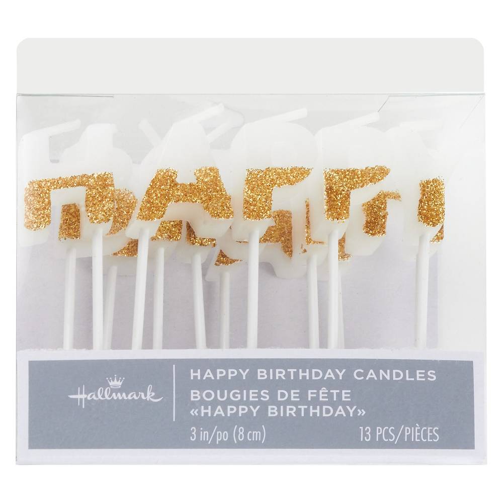 Hallmark Gold Glitter Dipped Happy Birthday Candles, 3 Inches (13 ct)