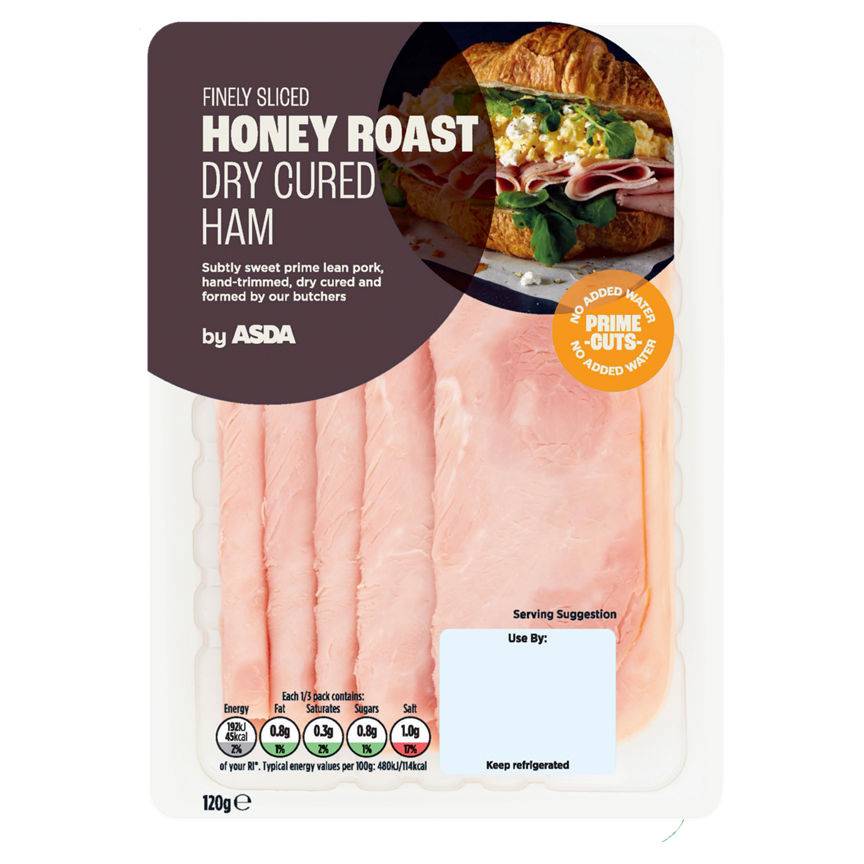 ASDA Finely Sliced Honey Roast Dry Cured Ham 120g