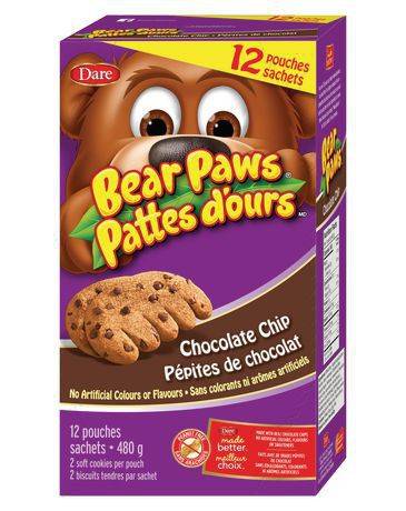 Dare biscuits tendres pépites de chocolat bear paws (480 g) - bear paws chocolate chips cookies (480 g)