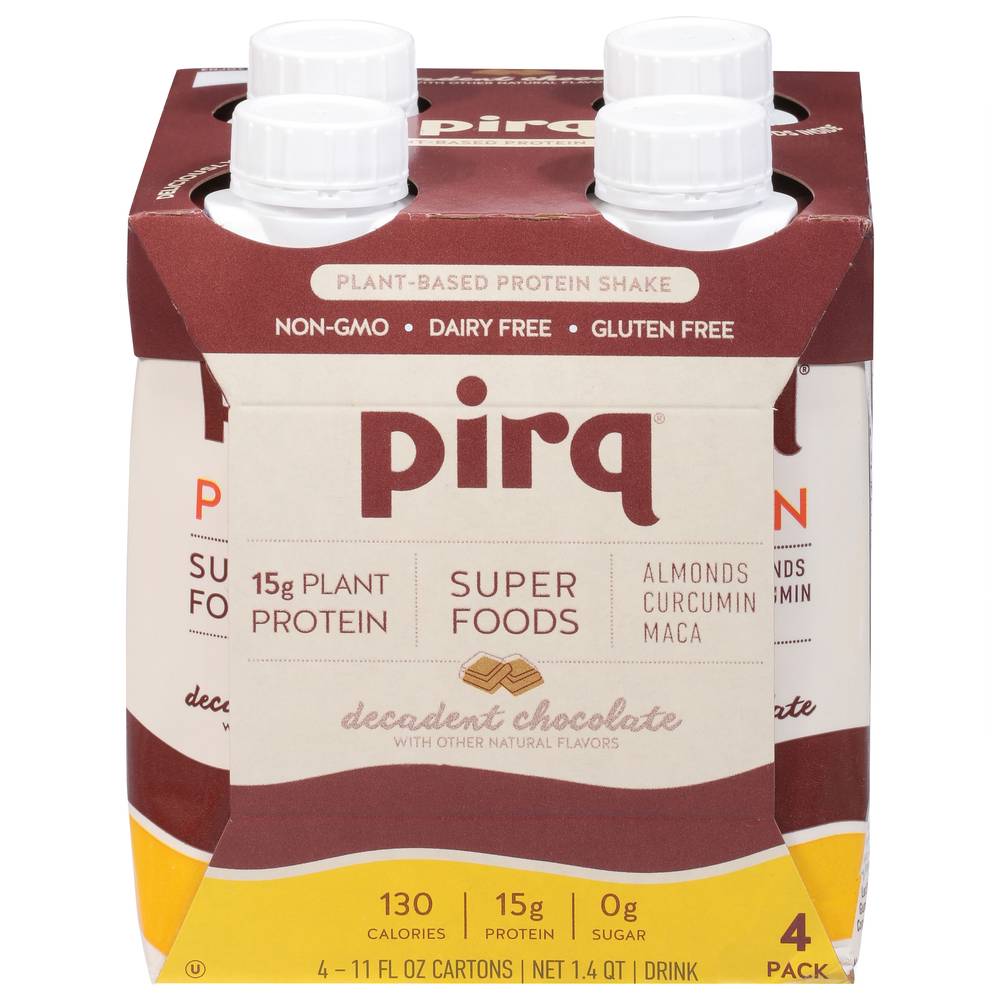 Pirq Plant-Based Decadent Chocolate Protein Shake (4 x 11 fl oz)