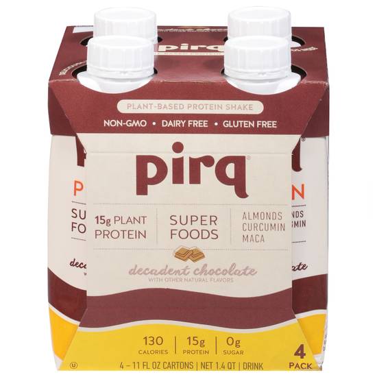 Pirq Plant-Based Decadent Chocolate Protein Shake (4ct, 11 floz)