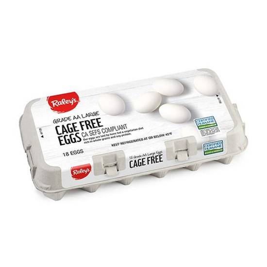 Raley's Cage Free Eggs Grade Aa Large (18 ct)