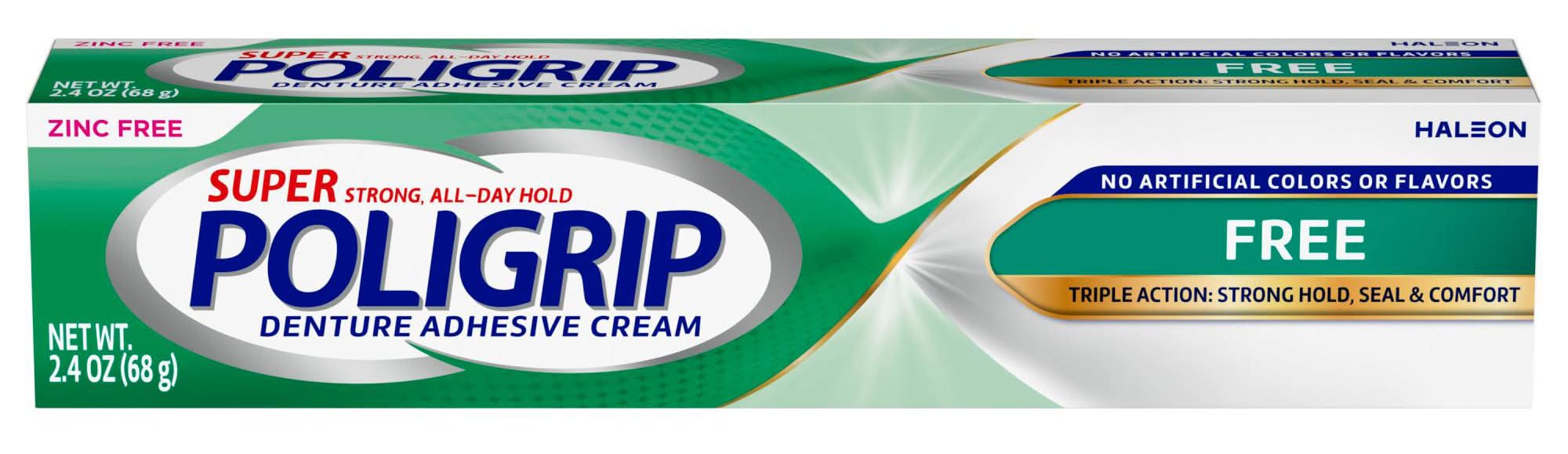 Poligrip Zinc Free Denture Adhesive Cream (2.4 oz)