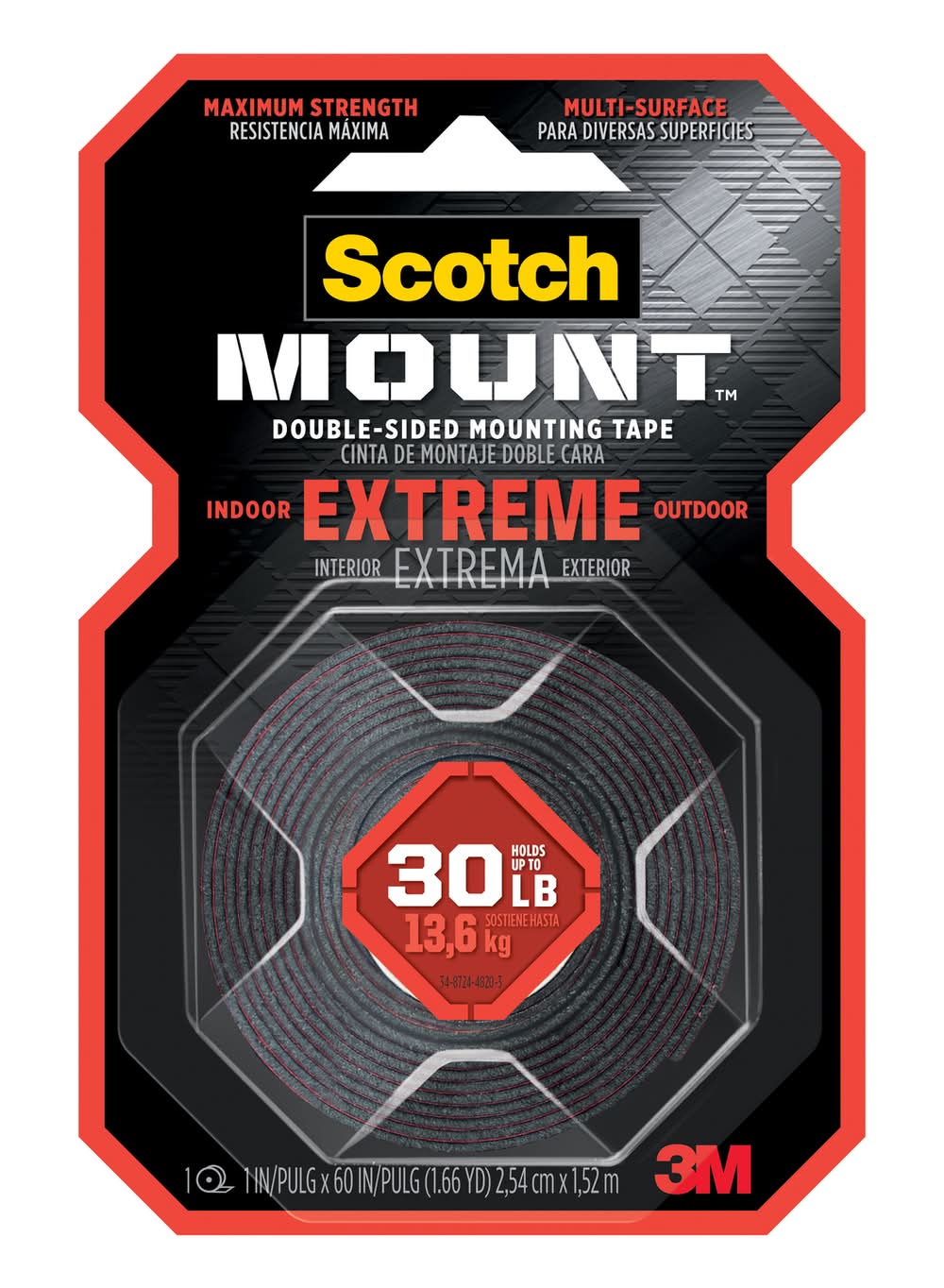 3M Scotch-Mount 60 In. L X 1 In. W Double-Sided Mounting Tape