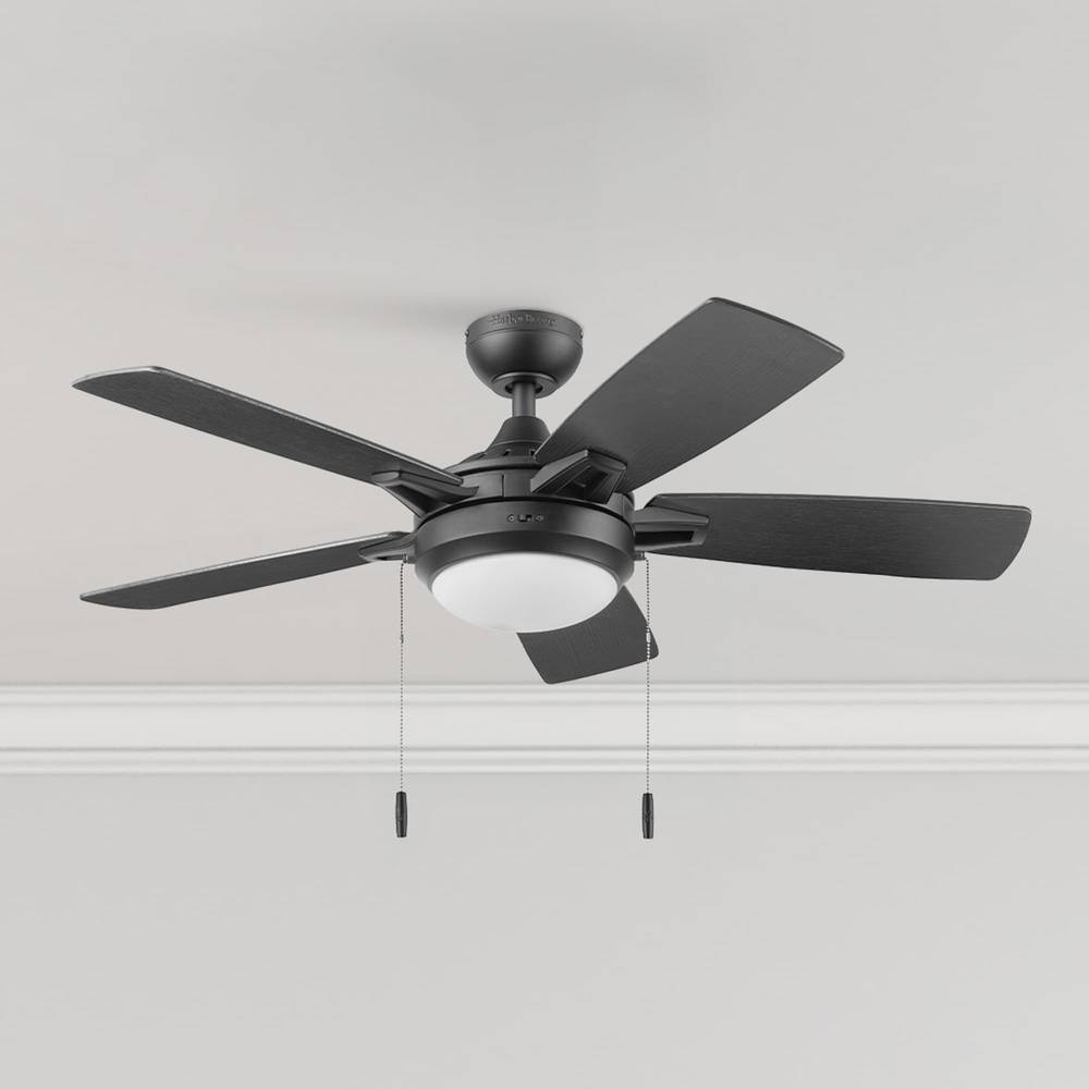 Harbor Breeze Audiss 44-in Matte Black with Espresso/Auburn Blades Color-changing Indoor Ceiling Fan with Light (5-Blade) | 42850