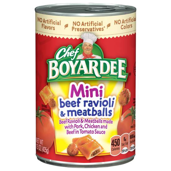 Chef Boyardee Mini Beef Ravioli & Meatballs in Tomato Sauce