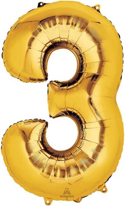 34'' Gold Number (3) - Balloon