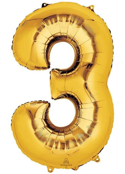 34'' Gold Number (3) - Balloon