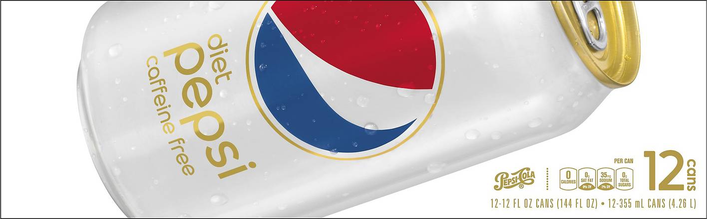 Pepsi Diet Caffeine Free Cola Soda (12 ct, 12 fl oz)