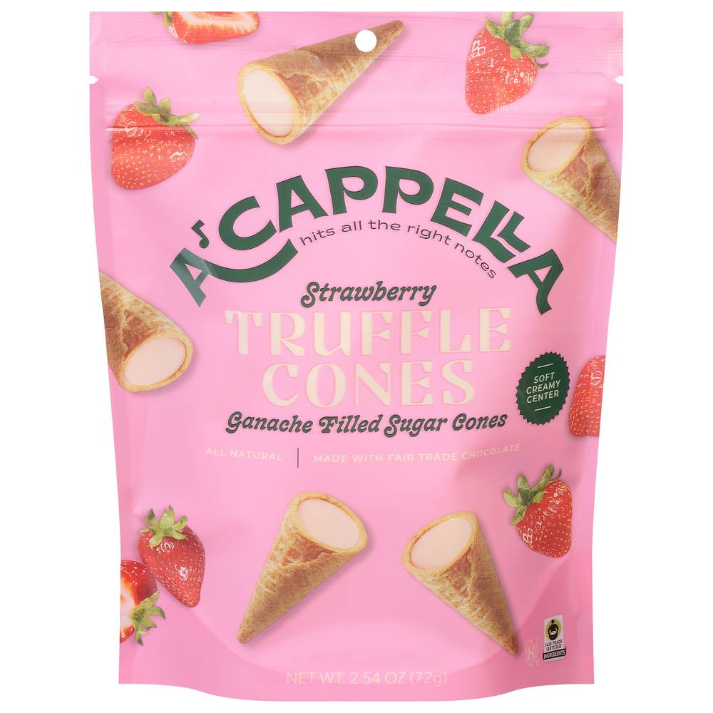 A'Cappella Truffle Cones, Strawberry (2.54 oz)