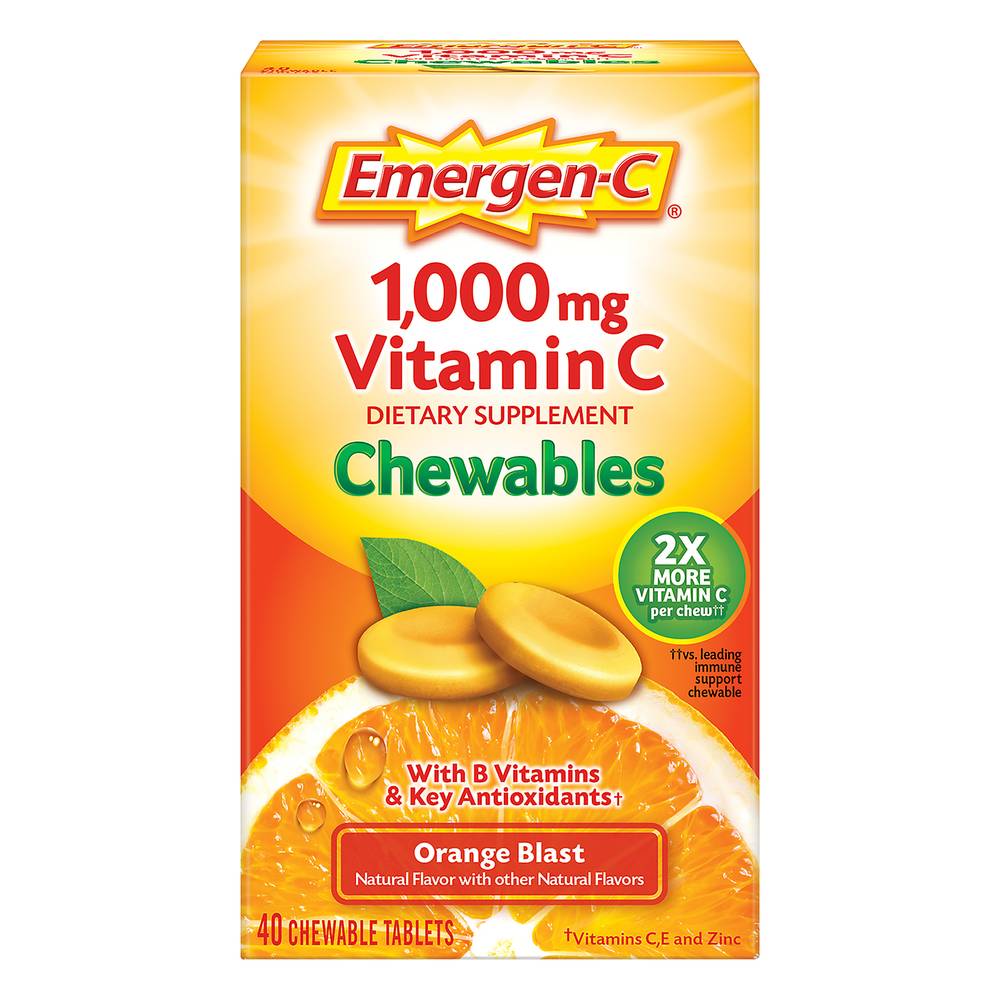 Emergen-C Chewable Vitamin C 1000 mg Orange Blast Flavor Tablets