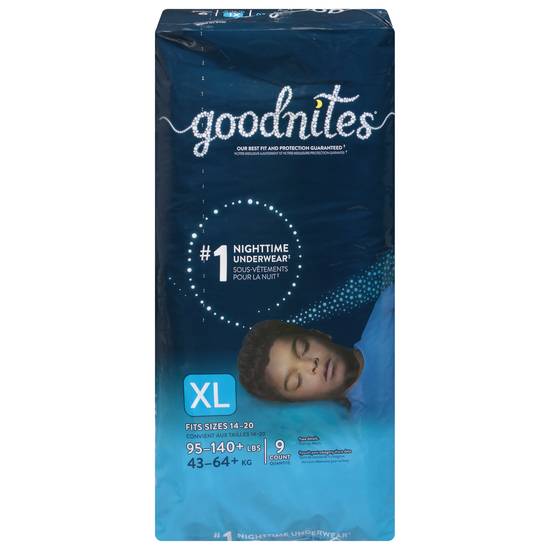 Goodnites Boy Xl Nighttime Underwear (9 ct)
