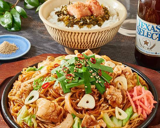 国産牛もつ焼そば＆選べるミニ丼セット Domestic Beef Offal Yakisoba & Mini Rice Bowl Set