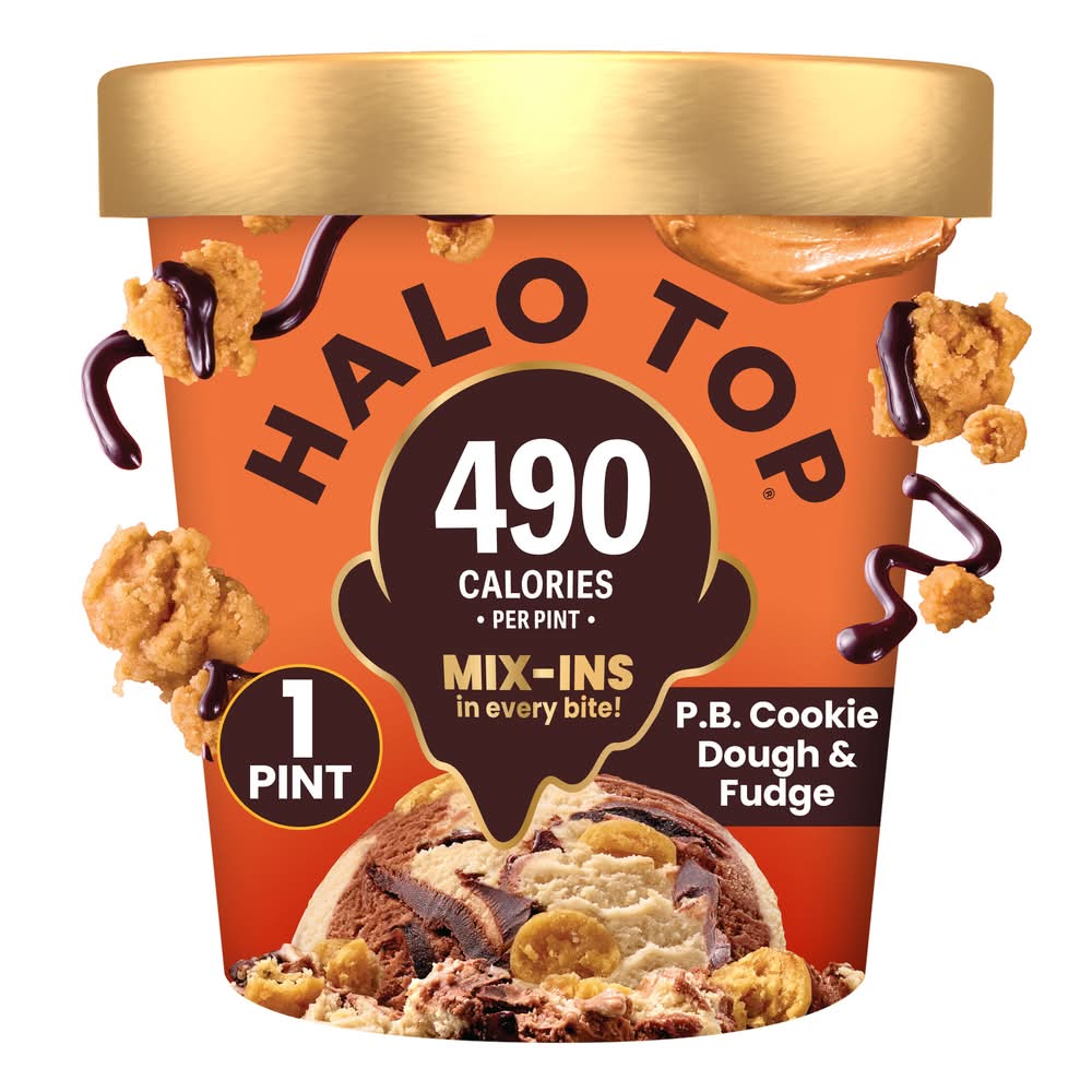Halo Top Light Ice Cream, Cookie Dough-Fudge (16 fl oz)