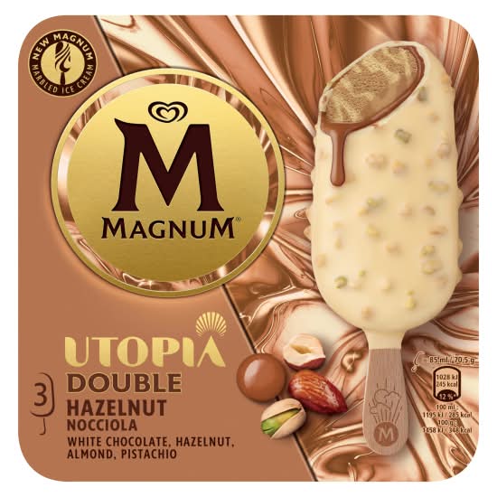 Magnum Double Hazelnut, Utopia Ice Cream Sticks (3 x 85ml)