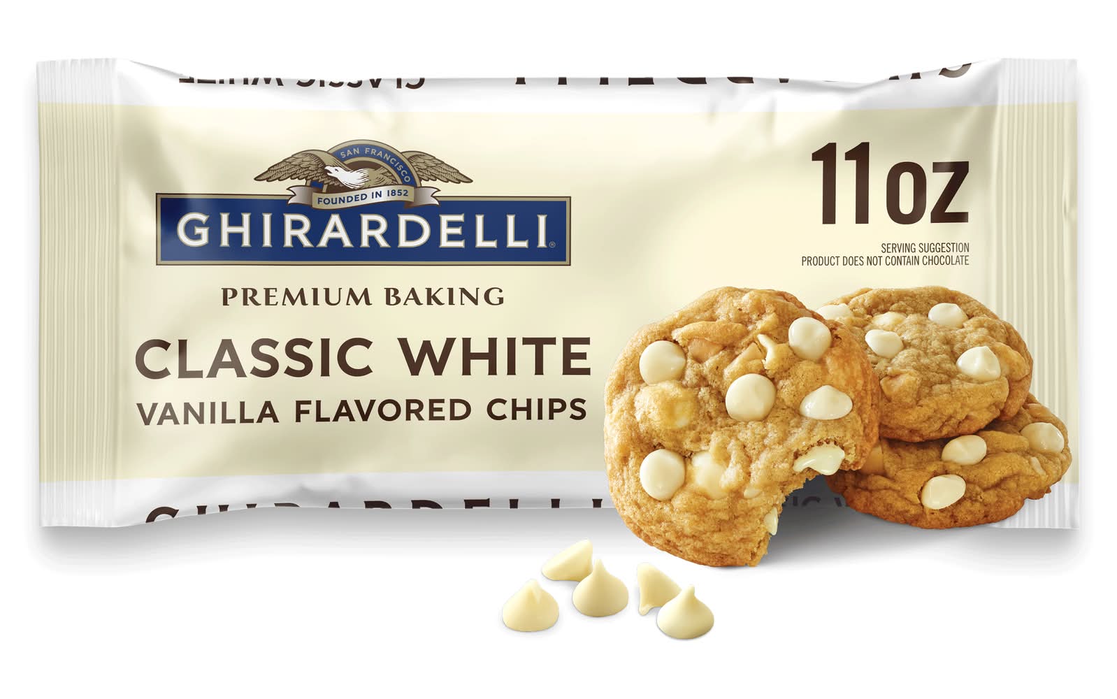 Ghirardelli Classic Premium Baking Chips, Vanilla (11 oz)