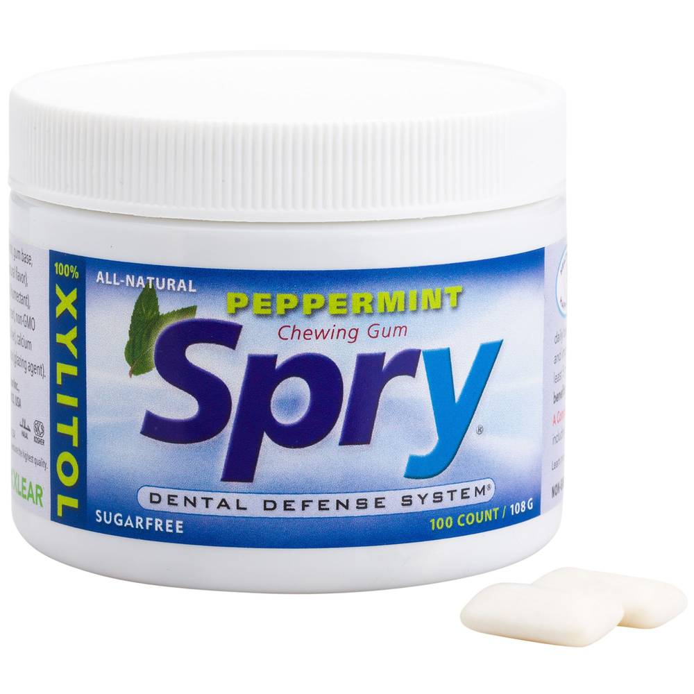 Spry Chewing Gum With Xylitol, Peppermint (100 ct)