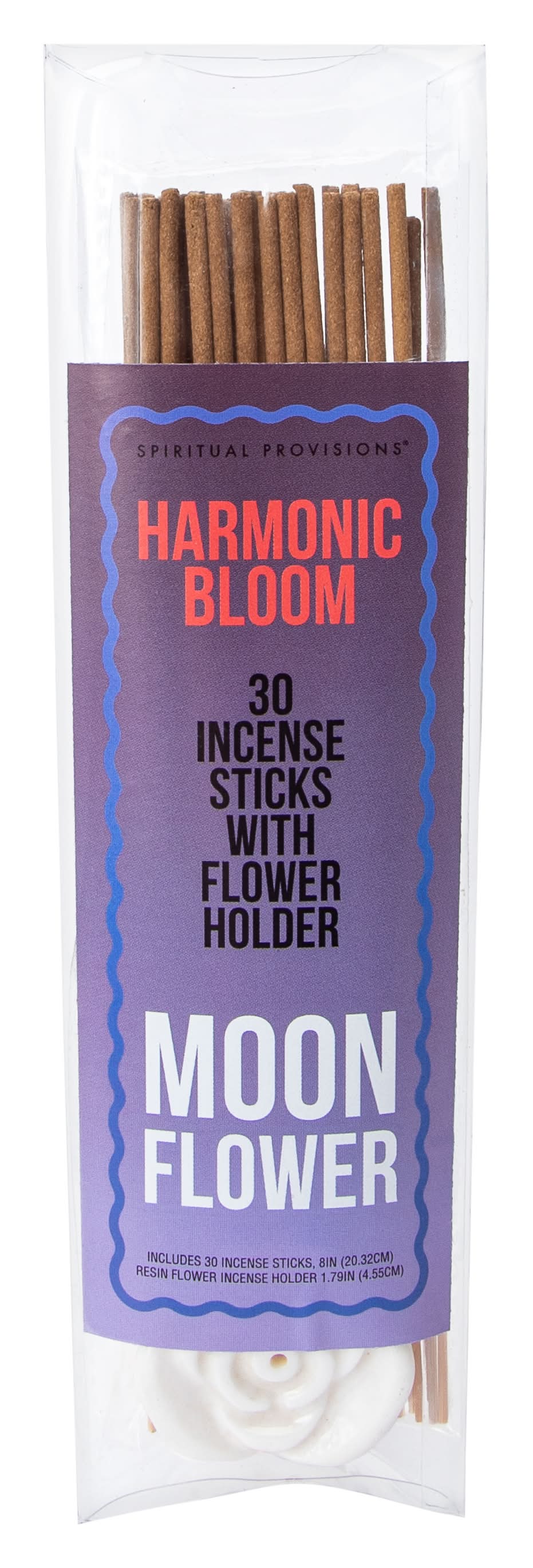 Spiritual Provisions® Harmonic Bloom Incense Sticks With Flower Holder 30-Count Moon Flower
