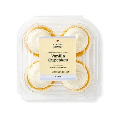 Archer Farms Vanilla Bean Cupcake With Vanilla Cream Filling - 4ct - Tm (7 oz)