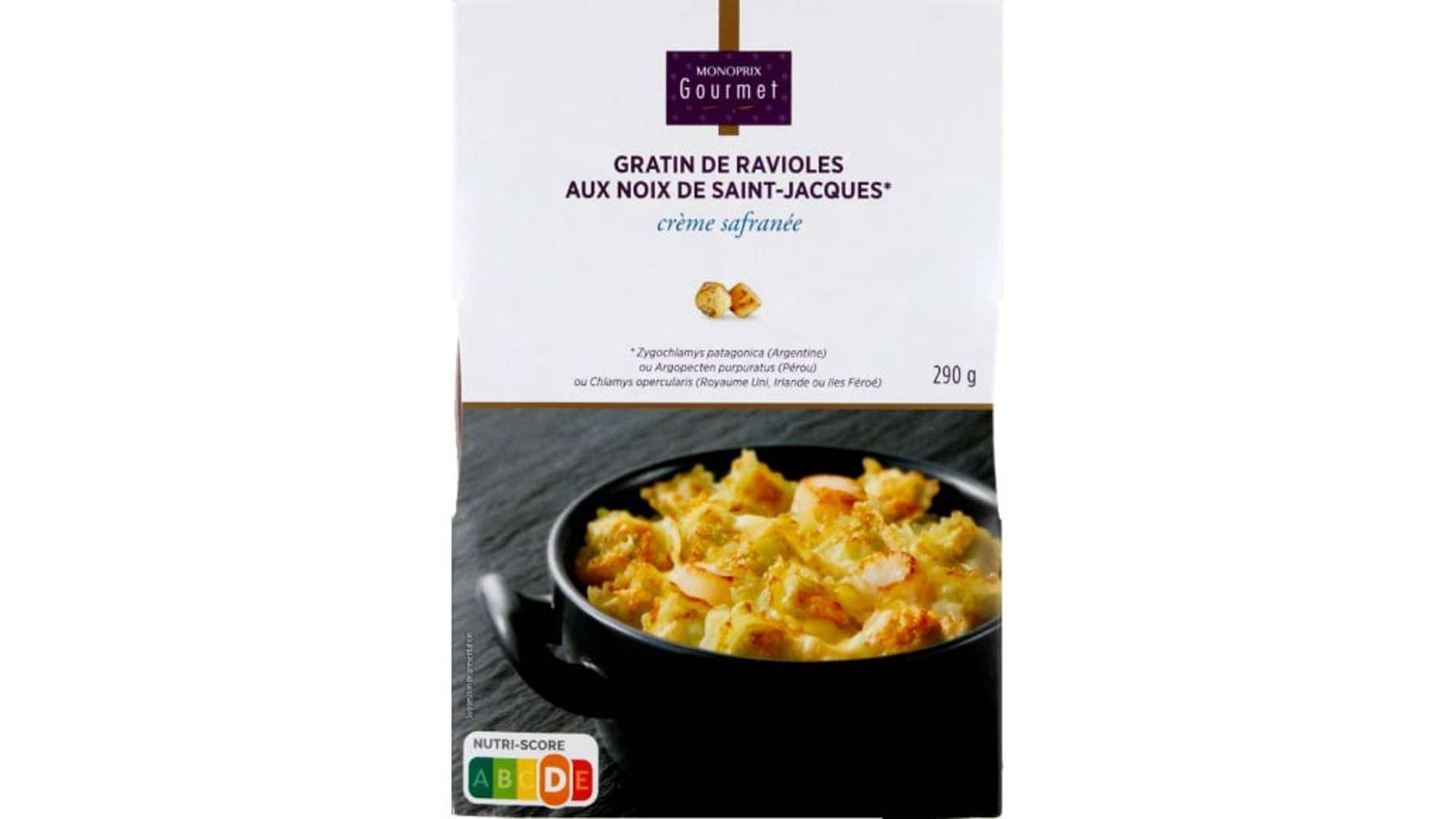 Monoprix Gourmet - Gratin de ravioles aux noix de saint jacques crème safranée (290g)