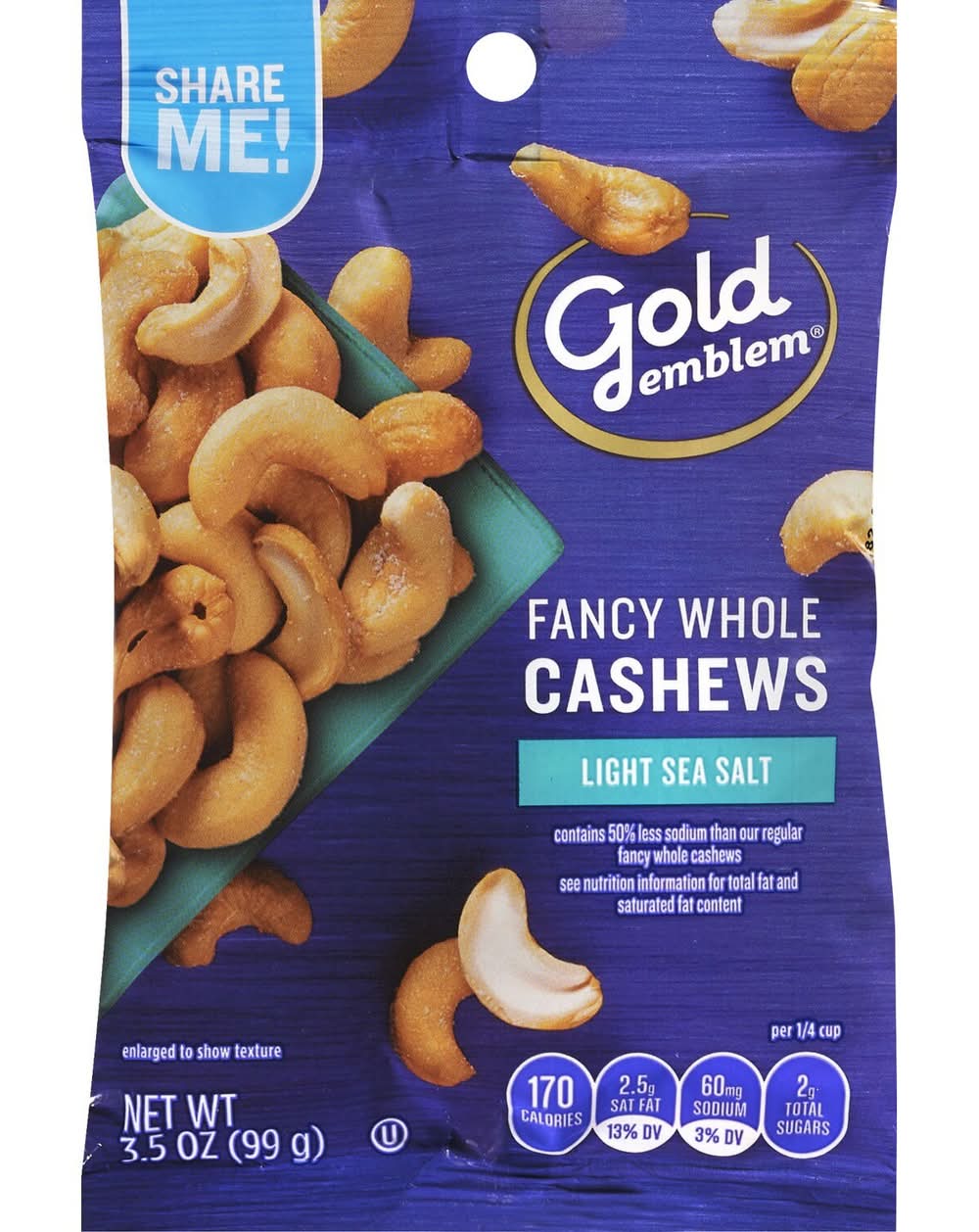Gold Emblem Fancy Whole Cashews, 3.5 Oz