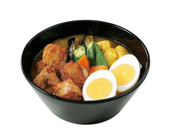 ローストチキンスープカレー(ライス付)＋ゆでタマゴ Roast chicken soup curry (with rice) with hard boiled egg