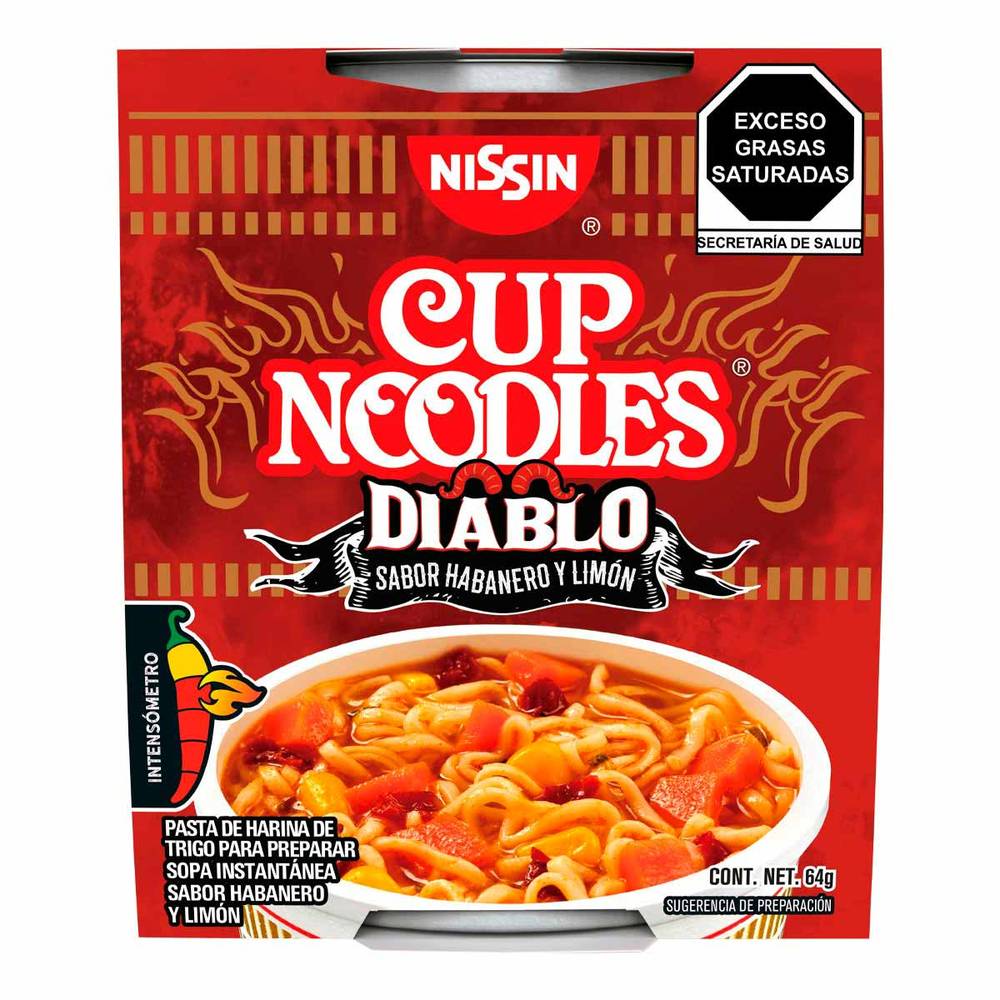 Nissin · Cup noodles sopa instantánea diablo, habanero-limón (64 g)