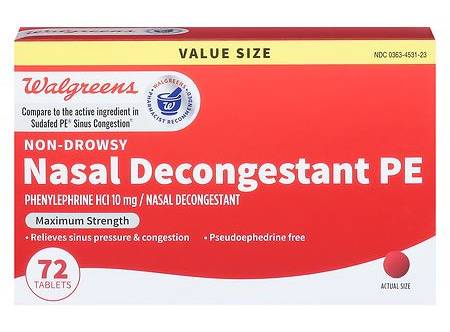 Walgreens Wal-Phed Pe Nasal Decongestant Tablets Pseudoephedrine Free
