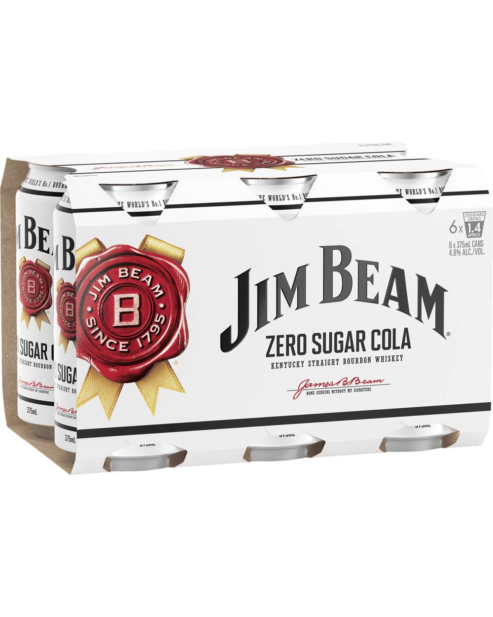 Jim Beam & Zero Sugar Cola Cans 6x375ml