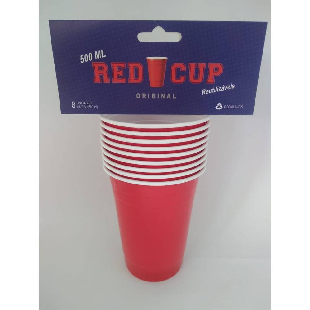 Red cup copo plástico vermelho (8x500ml)