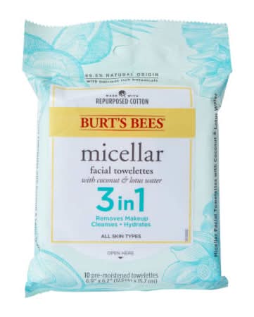 Burt's Bees® Micellar Facial Towelettes 3-in-1 Coconut & Lotus Water 10-Pack