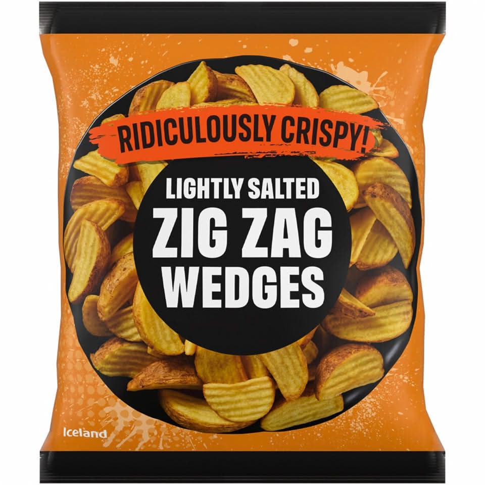 Iceland Ridiculously Crispy Lightly Salted Zig Zag Potato Wedges (900g)