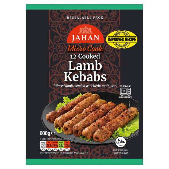 Jahan Micro Cook Cooked Lamb Kebabs (12 ct)