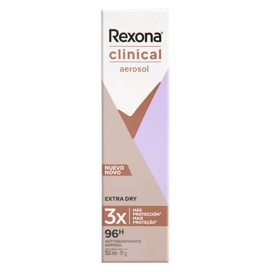 Rexona desodorante aerosol feminino clinical extra dry (150ml)