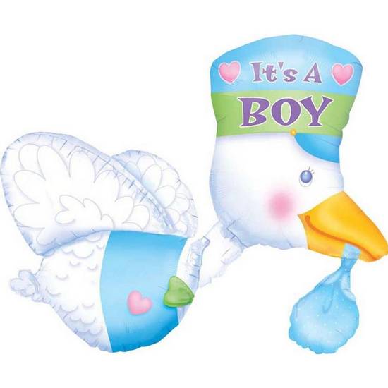 Uninflated Stork It's a Boy Baby Shower Balloon