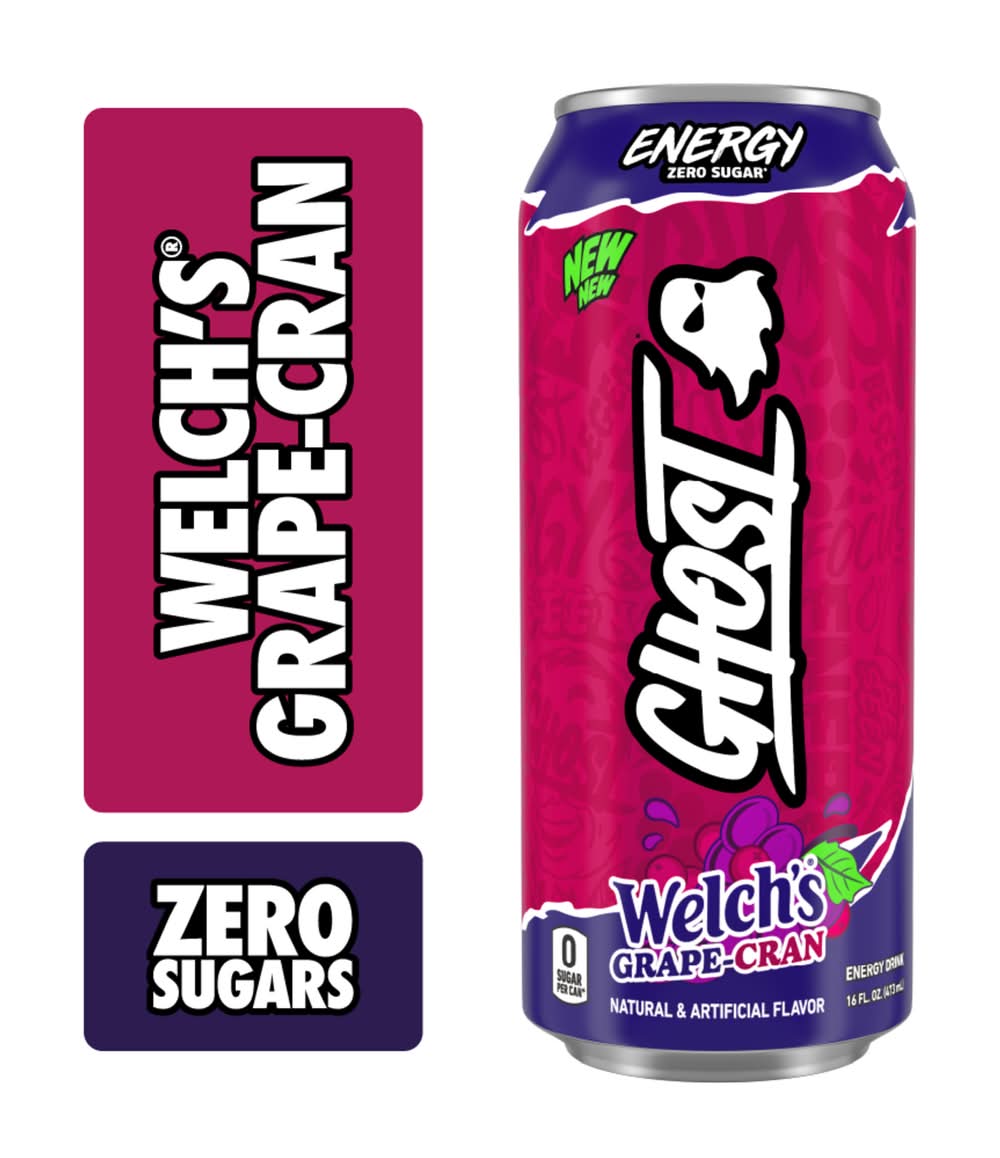 Ghost Welch's Zero Sugar Energy Drink, Grape-Cran (16 fl oz)
