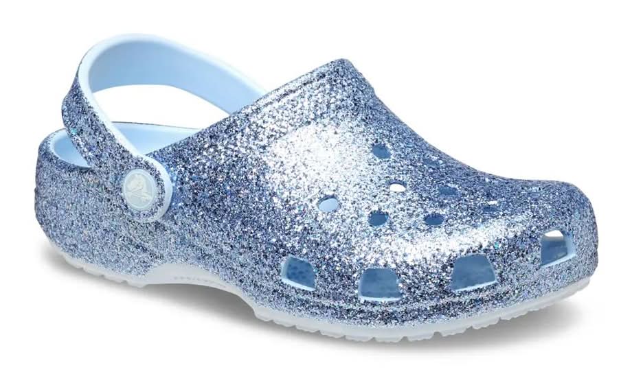 Crocs Classic Chunky Glitter Clog - Kids' (Blue Frost Medium - 7 Toddler)