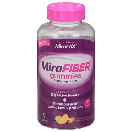 Mirafiber Gummies With Prebiotic Fiber, Metabolism Support and Gut Health (72 ct)