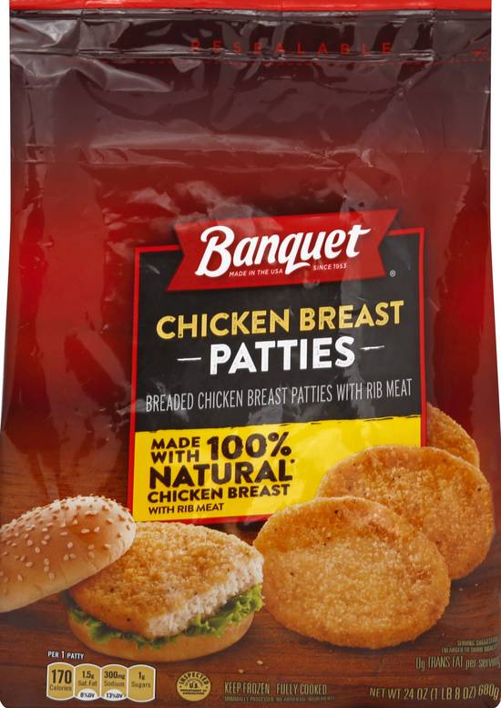 Banquet Chicken Breast Patties (24 oz)