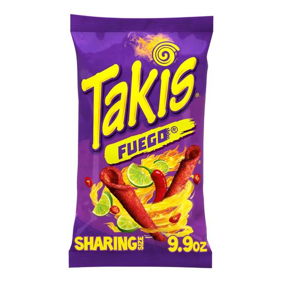 Takis Fuego Rolls Hot Chili Pepper & Lime Flavored Spicy Tortilla Chips, 9.9 oz