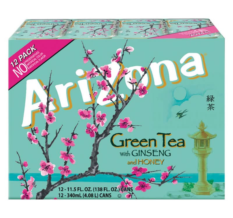 AriZona Green Tea with Ginseng and Honey Iced Tea, 12 pack