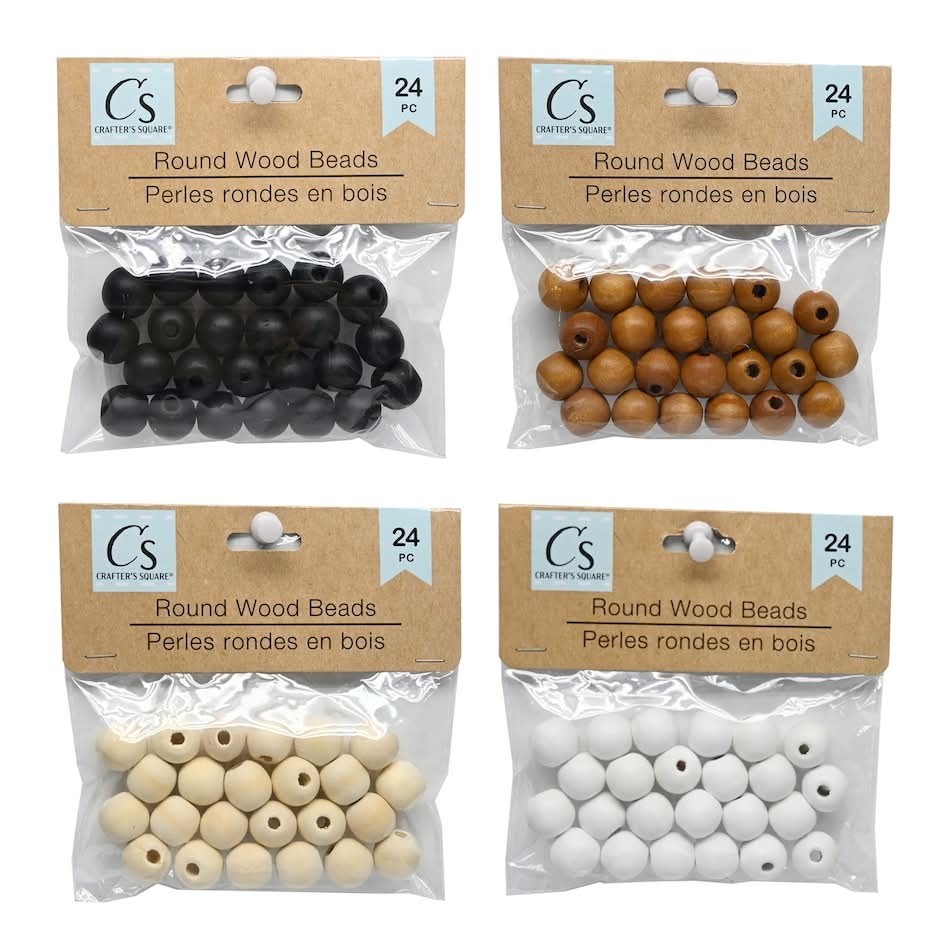 Crafters Square Wood Beads, 24-ct.