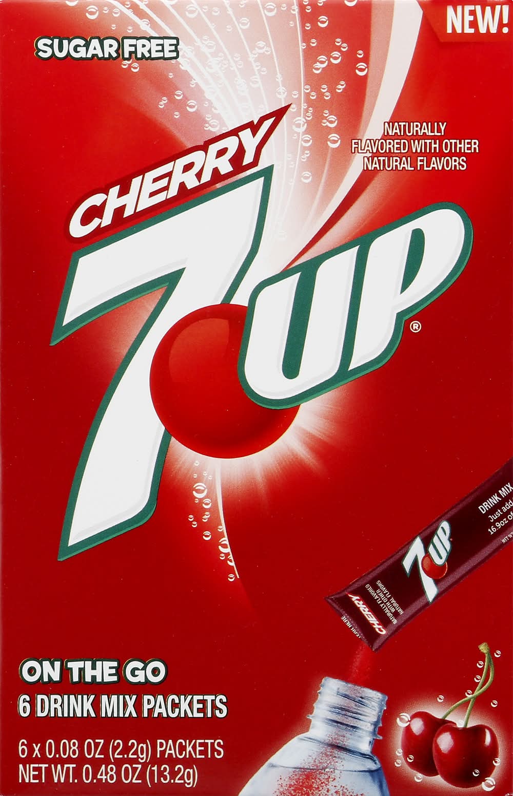 7UP Sugar Free on the Go Drink Mix Packets, Cherry (0.08 oz, 6 ct)