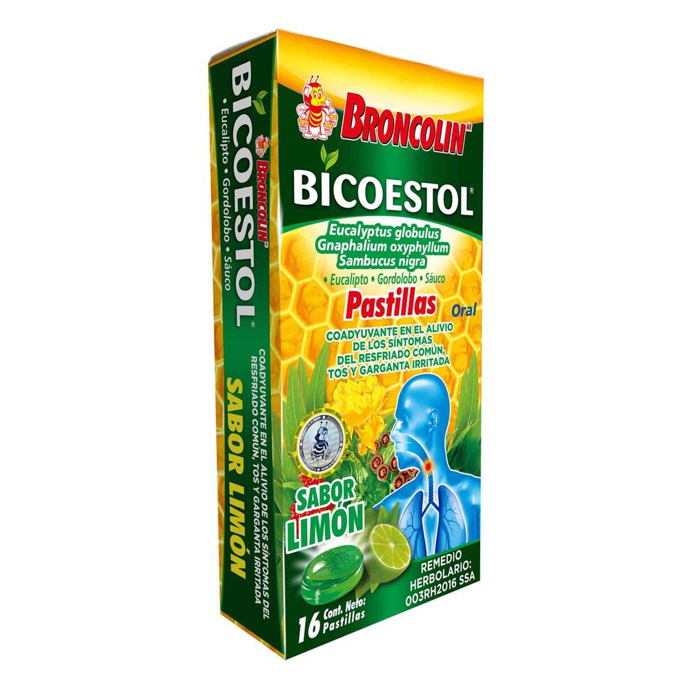 Broncolin · Bicoestol pastillas sabor limón (16 un)