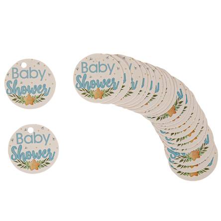 Tarjeta baby shower 3.5cm 24pz  - azul