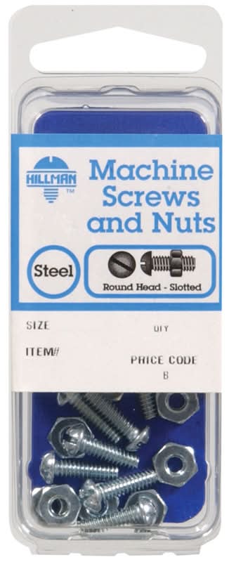 Hillman No. 1/4-20 In. X 2-1/2 In. L Slotted Round Head Zinc-Plated Steel Machine Screws And Nuts 1