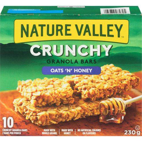 Nature valley bars barres granola croquantes à l'avoine et au miel (10 unités, 230 g) - crunchy granola bars oats 'n' honey (230 g)